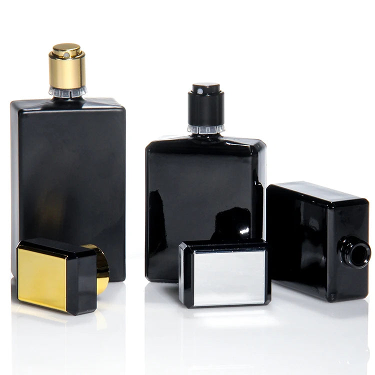 Low MOQ 30ml 50ml Empty Black and White Glass Perfume Bottles with Screw Cap and Box Packaging
