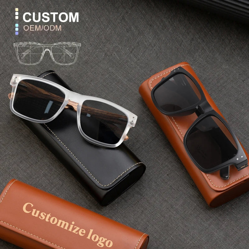 2025 Fashionable Bamboo Polarized Custom Logo Design UV400 Sunglasses High End Classic Wooden Mens Sunglasses