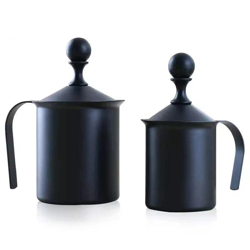 Wholesale 400ml Capacity Stainless Steel Black Milk Creamer Frother Cappuccino Coffee Foam Pitcher Milk Frother Cup