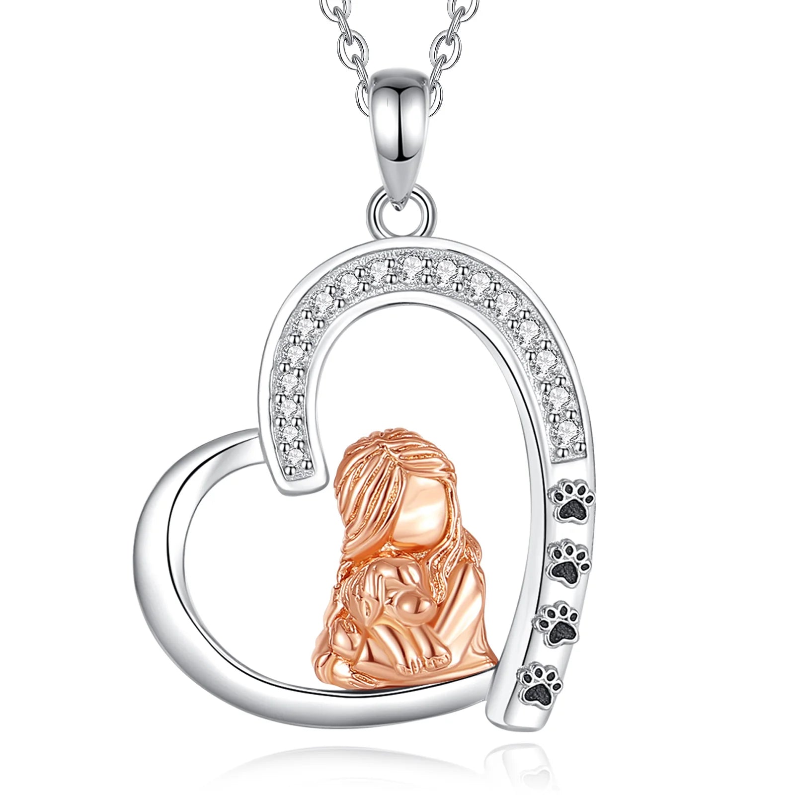 Merryshine 925 Sterling Silver Dog Pendant Necklace Trendy Memorial Keepsake Gifts for Women for Wedding and Party