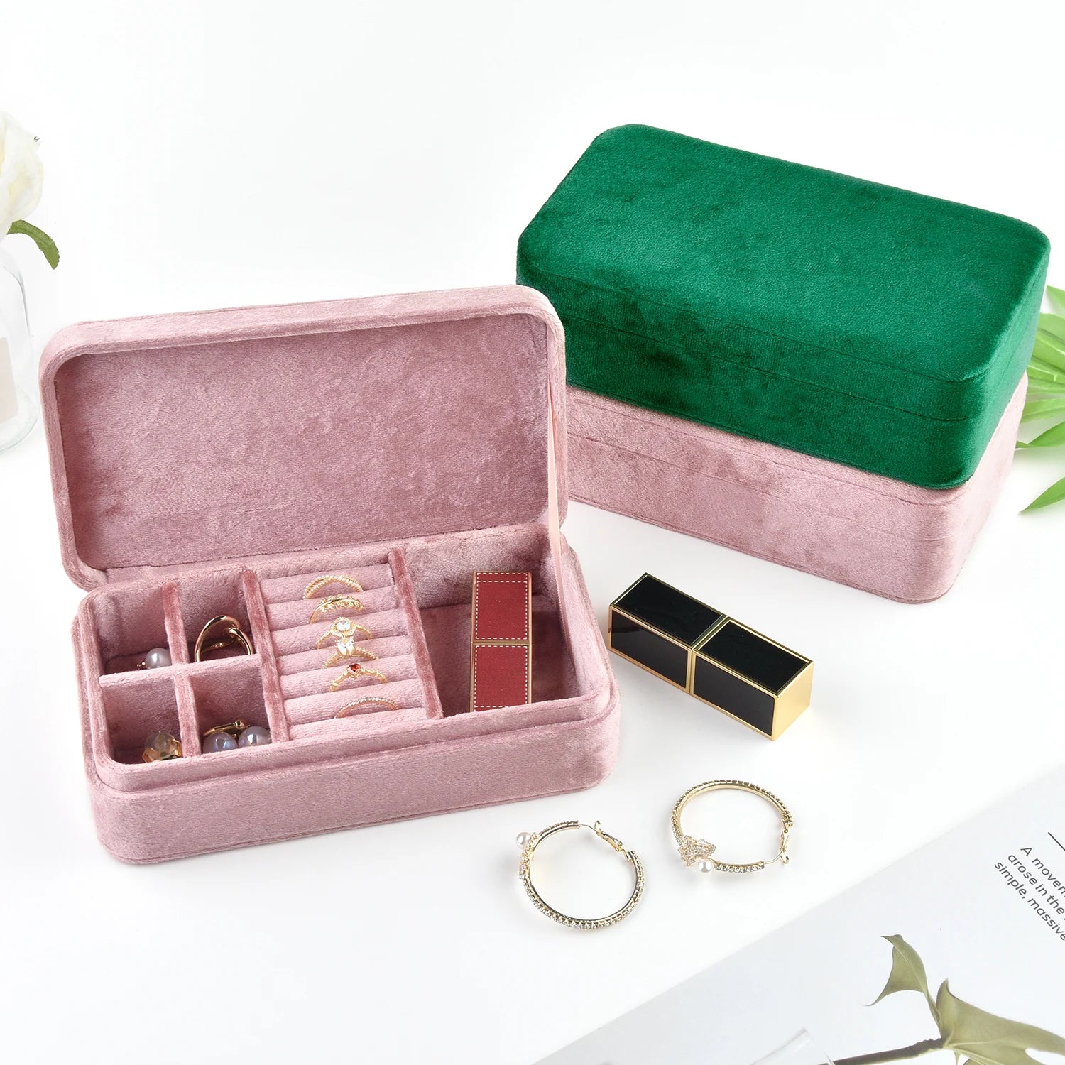 New Product Portable Flannel Jewelry Box Velvet Travel Jewelry Case Ring Necklace Earrings Jewelry Storage Box