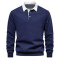 Men's Quality  Blend Sweatshirts New Spring Fashion Design Polo Neck Button Loose Fit Solid Casual Social Autumn Wear