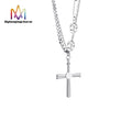 Wholesale Popular Double Layered Crytal Charm Short Long Chain Stainless Steel Bling Cross Pendant Necklace