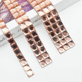 3cm/ RowsMulticolor 10*10mm Glass Hot Fix Square Rhinestone Tape Self Adhesive Crystal Diamond Glitter Trim Ribbon DIY Belt Trim