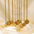 Nabest Vintage Stainless Steel Coin Pendant Necklace Choker Jewelry Women Gold Plated Waterproof Sun Star Necklace
