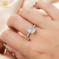 Wedding Ring Radiant Cut 3ct Luxury Design Full Moissanite Band 14k Solid Gold Engagement Ring Custom Design  Bridal Jewelry