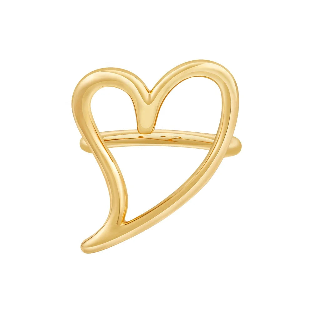 Latest 18K Gold Plated Brass Jewelry Line Hollow Heart Finger Ring for Women Accessories Ring R234208