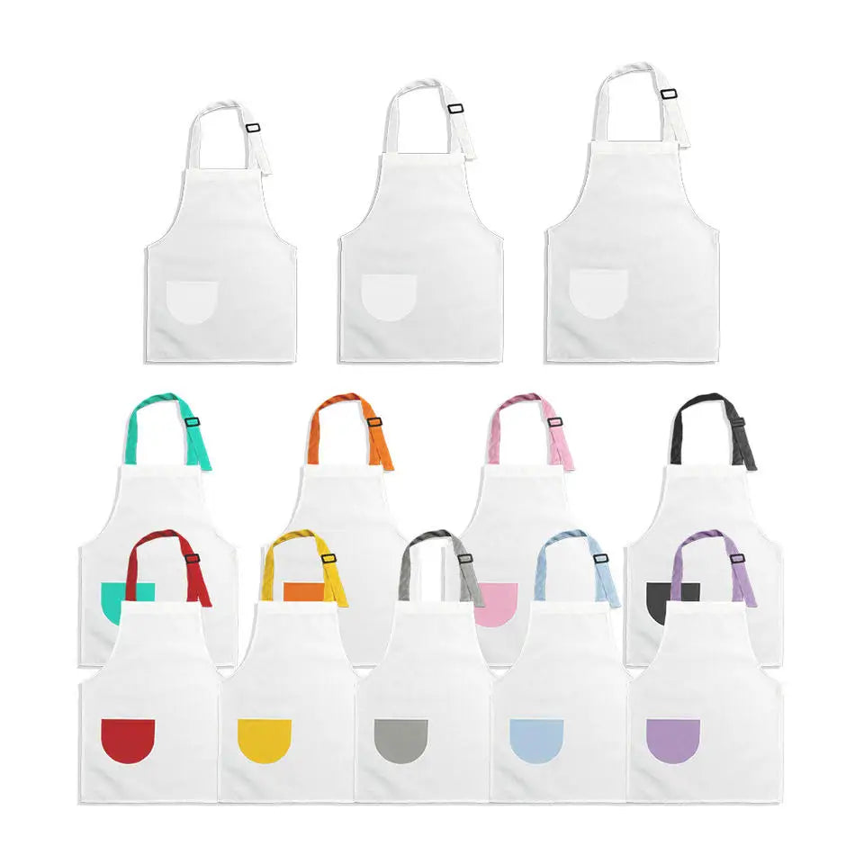 New Colorful Sublimation Linen Kid Aprons Blanks for Drawing/Cooking/Art Work Use
