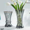 Glass Vase Aquatic Tulip Vase Living Room Arrangement Dry Flower Ornament Transparent Nordic Light Luxury Home Decoration Carton