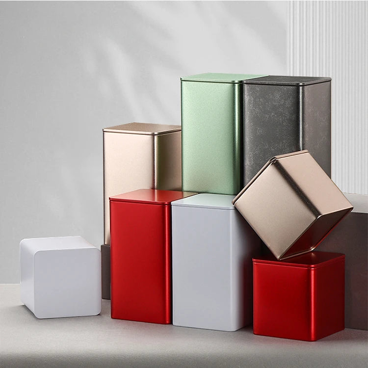 Square Coffee Tin Cans Packaging 85*85*H 90/150 mm Ready to Ship Metal Customized Packaging Beverage Tea Cans