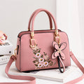 New Fashion Embroidered Tote Handbag Wholesale Korean Style Simple Large Shoulder Messenger Bag with Flower Pendant