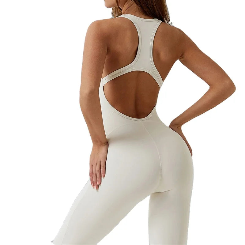 Plus Size Women's Anti-Cellulite Open Back Sports Yoga Gym Jumpsuits Playsuits Nylon Spandex Four-Way Stretch Breathable