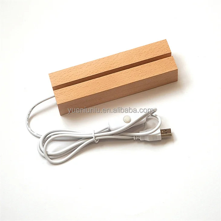 Laser Engraving DIY Graffiti Memo Acrylic USB LED Luminous Night Light Rectangle Wood Base Lamp Frame Warm White Light Switch MegaBDM