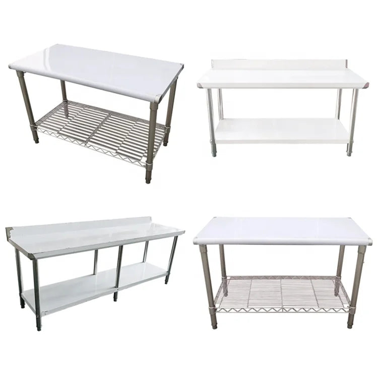 Chinese Restaurant Hotel Supplies Stainless Steel Work Table with Wire Grid Undershelf Stainless Steel Cutting Board Work Table
