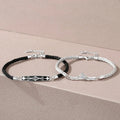 Joker Princess Knight Leather Knit Bracelets Black Printing Square Silver Crown 925 Sterling Silver Thin Link Chain Bracelets