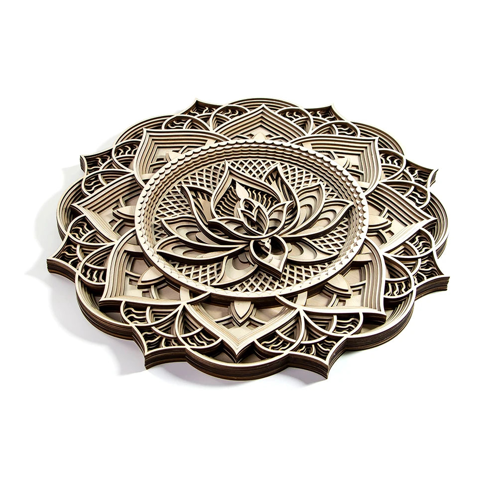 Wooden Wall Art Multilayer Mandala Wood Custom Plywood Laser Cutting Art and Crafts for Home Wall Decoration