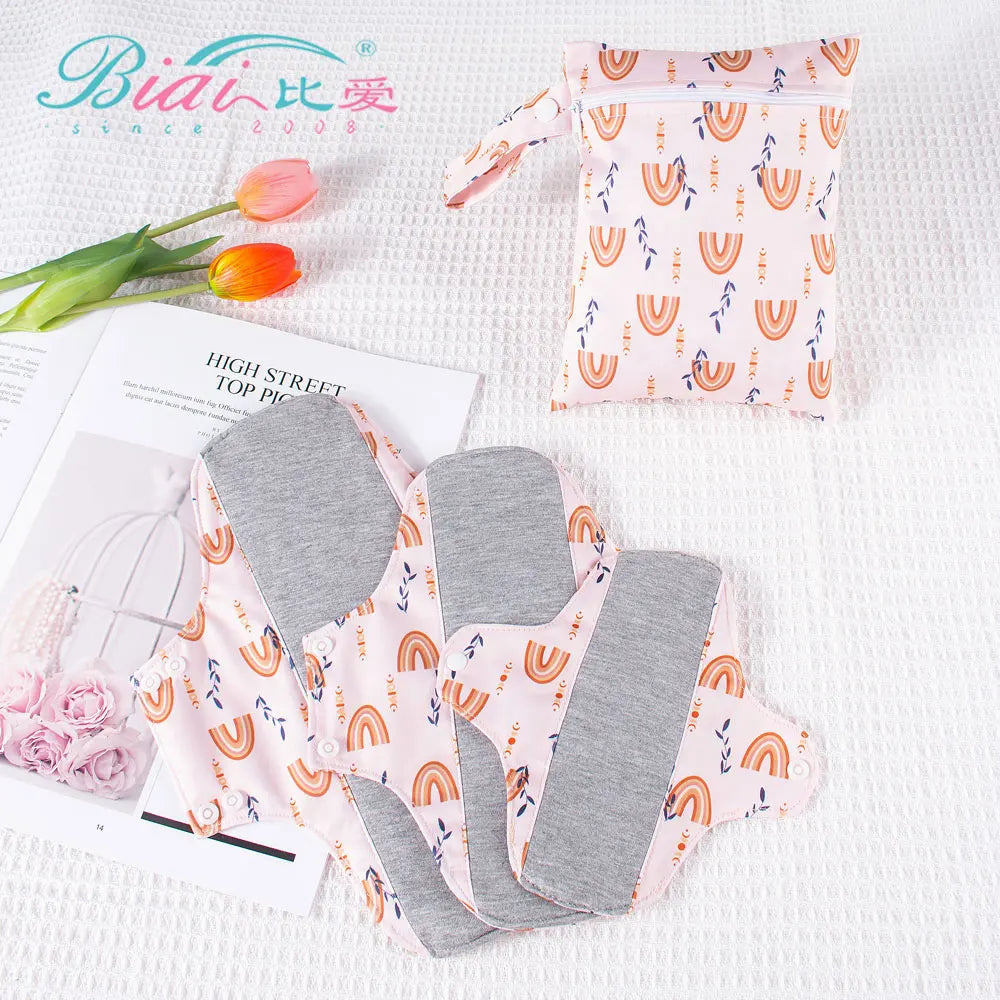 4pcs Set Fast Dry Washable Graphene Organic Menstrual Pads Reusable Panty Liners Menstrual Sanitary Cloth