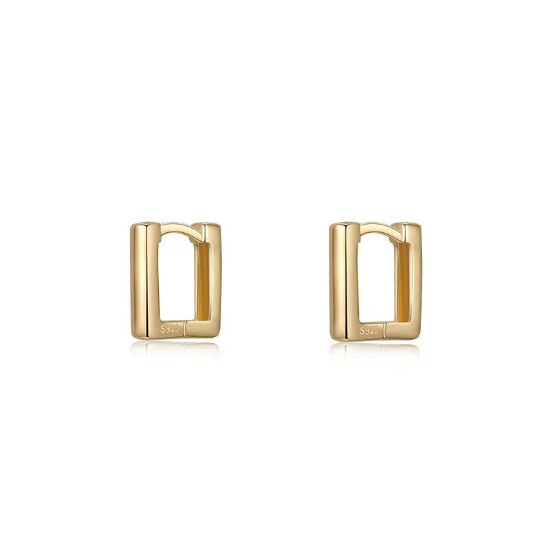 2022 NEW Fashion Earring Charms 925 Sterling Silver Hoop Custom Gold Plated Square Earring Jewelry WomenPopular