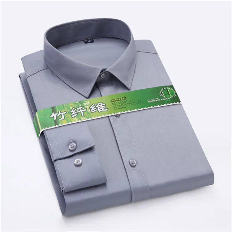 Wholesale New Bamboo Fiber Shirt Men's Long Sleeve Elastic Anti-wrinkle Business Professional Wear Dress Shirt