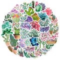 50Pcs Fresh Green Cactus Succulent Plants Sticker for Girl Diy Decor Home Table Book Bottle Luggage Laptop Stickers