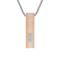 Rose Gold Bone Ash Box Inlaid With Three Diamonds Brush Surface Screw Pendant Stainless Steel Necklace
