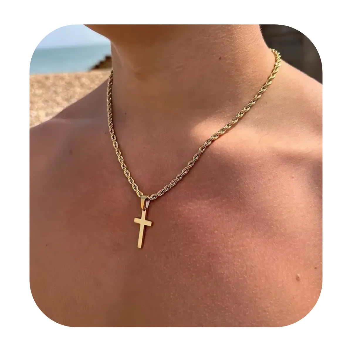 Wholesale Waterproof Non Tarnish 18K Gold Plated Stainless Steel Cross Pendant Necklace Fashion Jewelry Necklaces for Men Women