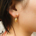 Chris April in Stock Fashion Jewelry 316L Stainless Steel PVD Gold Plated Waterdrop Shape Earring