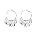 Exaggerated Gold Plated Geometric Drop Earrings Statement Round Tassel Big Hoop Earrings Woman