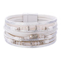 DHJ00201 Fashion Multi Layer Leather Bracelet Women Magnetic Buckle PU Leather Bracelet European and American Jewelry Wholesale