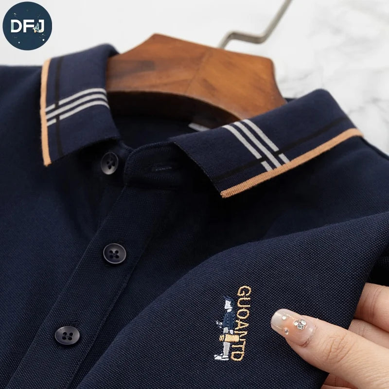 Custom Blue Short Length Knitted Polyester for  Work Shirt with Logo Button up and Short Sleeves Embroidered Blue for  S
