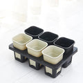 Garden 6 Cells Plastic Flower Pot Growing Seedling Trays Plant Stand Holder