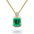 Aimgal NGTC Certified 1.3ct Emerald Cut Luxury Link Chain Pendant Necklace 18K Gold-Plated S925 Silver Fine Jewelry