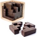 Wooden Brain Teaser Puzzle Cube Wooden Puzzles T-Shaped Jigsaw Logic Puzzle Educational Toy for Kids and Adults