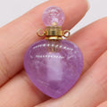 Hongzhuo Hot Sale Cute Mini Natural Gem Stone Perfume Bottle Heart Shape Amethyst Oil Pendant Necklace