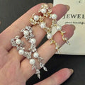 Discounted Long Flow Huggie Bread Pearl Earrings 5-6mm Natural White AAAA Grade Trendy Style Freshwater Pearl for Women