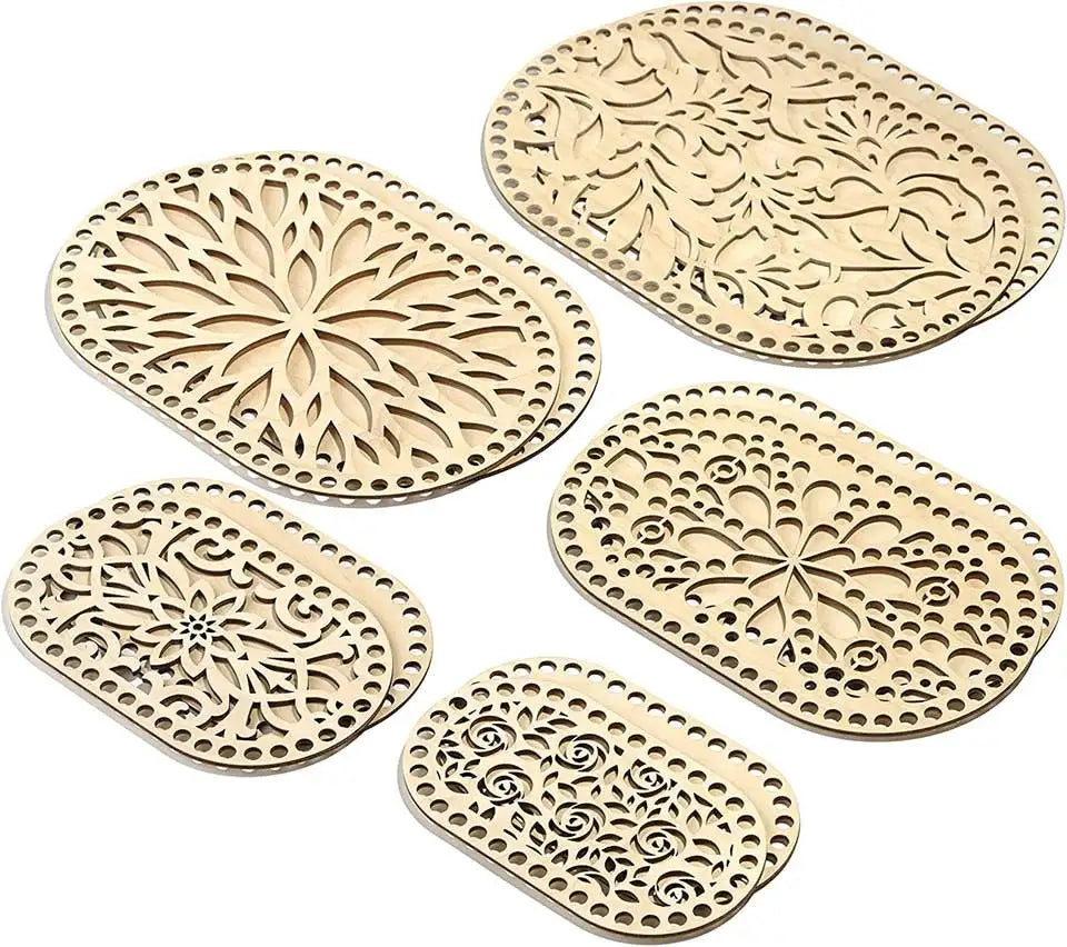 Wood Basket Bases for Crochet DIY Knitting Wooden Bottoms Holes Cross Stitch Wall Christmas Decor