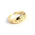 Luxury Ins Hot Selling 925 Sterling Silver Zircon CZ Crystal Star Moon Signet  Rings