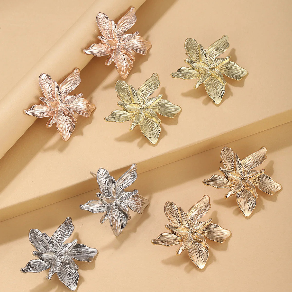 Hot Selling Personality Creative Environmental Protection Flower Three-dimensional Petal Stud Earrings for Women