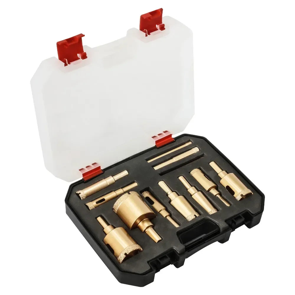 12Pcs 6-35mm Diamond Coated Drill Bits Set Hole Saw Drill Kit for Glass Marble Granite Stone Tile Ceramic
