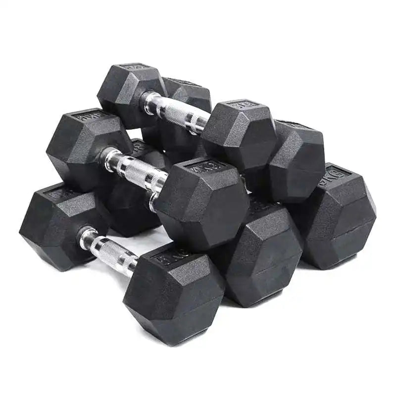 Hot Sale Hex Rubber Coated Dumbbells1-50kgs Hexagonal Dumbbells