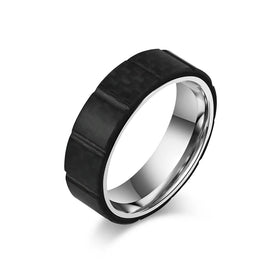 Hip Hop Cool Style Black Plated Men's 316L Stainless Steel Ring Full Size Metal Finger Ring Jewelry for Men Custom logo