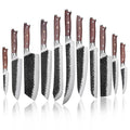 Kitchen Knifes Set Black Handmade Damascus Knife Set Forged Kitchen Knife Set