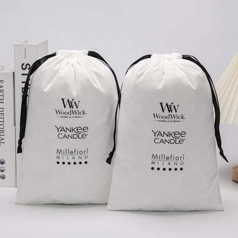 Custom Logo Printed Velvet Pouch Drawstring Dust Bag Shoe Bag Luxury Clothes Hat Velvet Drawstring Bag