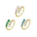 Fashion Jewelry Silver 925 Ring Women 100% Sterling Silver Multicolor Zircon Gold Plated Adjustable Rings Jewelry Women