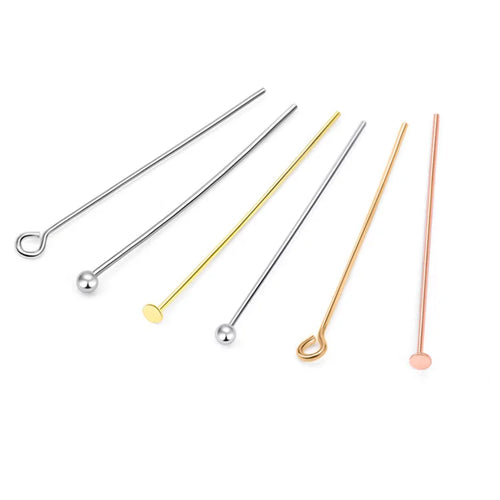 0.6mm Thick Soild 925 Sterling Silver Collection Ball Pins Eye Pins Flat Head Pin for Jewelry Making Accessories