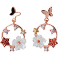 925 Custom Sterling Silver Rhodium Plated Stud Earrings Women Butterfly Playing Flower Bezel Set Zircon Trendy Jewelry PANKOO