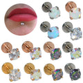 16G Monroe Internal Thread Earring Zircon Labret Stud Cartilage Lip Ring Flat Bottom Piercing Stainless Steel for Engagement