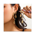 Retro Punk Hip Hop Gold Plated Liquid Metal Stud Earrings Irregular Water Drop Earrings for Women Long Earrings Jewelry