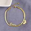 Wholesale New Stainless Steel Design Double Layered Bracelet Female Personalized Letter Love Heart Bracelet