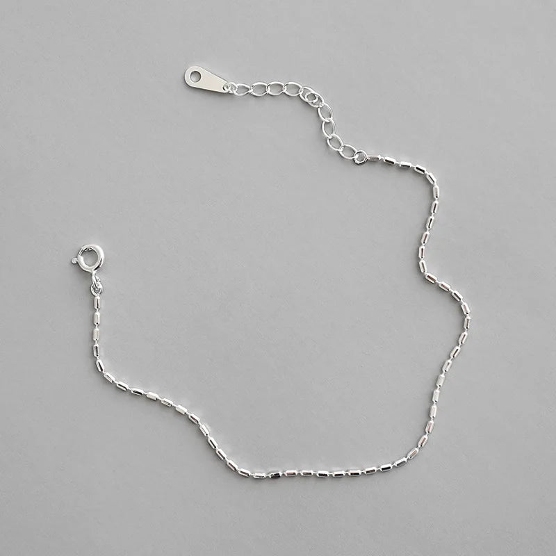 Michu LOW MOQ Korean Simple Fashion 925 Sterling Silver Barrel Beads Thin Chain Bracelet for Women Girls